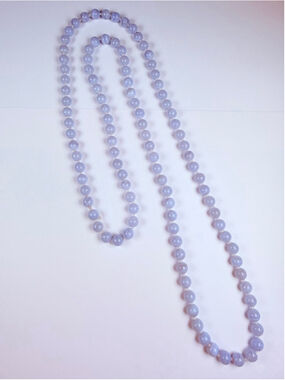 Blue Lace Banded Agate Chalcedony 361 CT Natural 7.75MM Bead 38" Necklace 72g